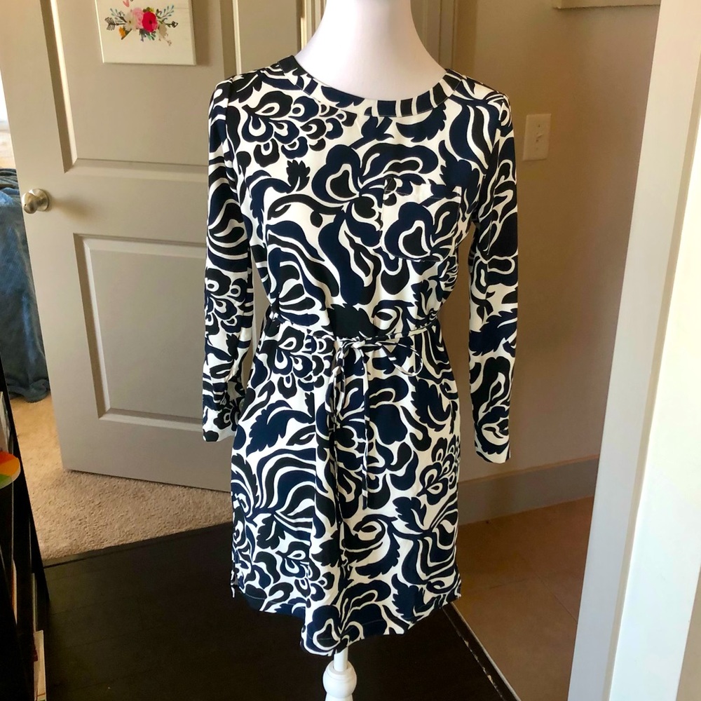 NWT LOFT Navy Blue & White Print Dress - XSP